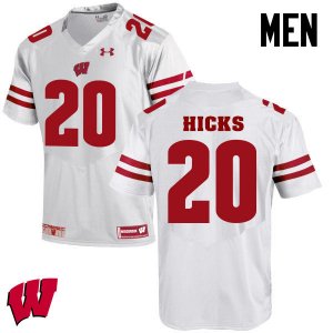 Men's Wisconsin Badgers NCAA #20 Faion Hicks White Authentic Under Armour Stitched College Football Jersey JU31S12VL